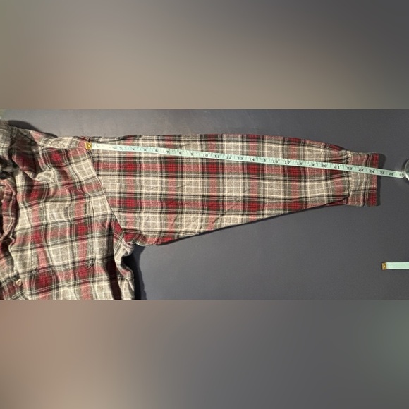 Plaid Flannel Shirt - Red and Gray Size Large Grunge Cold Weather SKU 23 - Picture 6 of 6